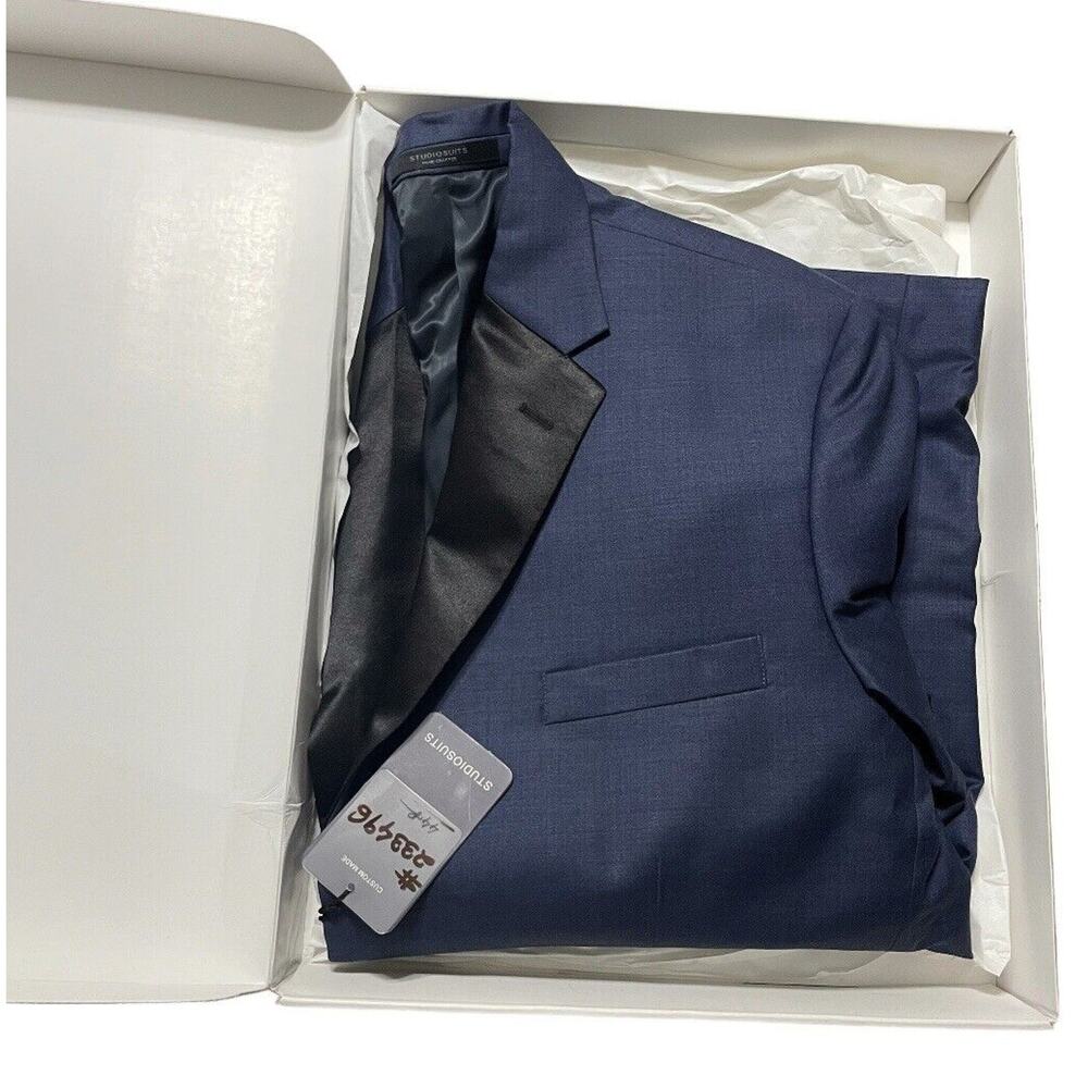NWT Studio Suits Jacket Mens Size 44R Navy Blue Men Bespoke Napolean Wool New